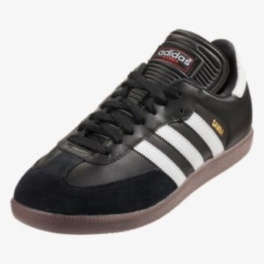 adidas Men’s Black classic Sneakers with White Stripes and Gum Sole